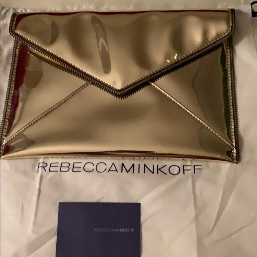 Rebecca Minkoff Metallic Envelop Gold Clutch